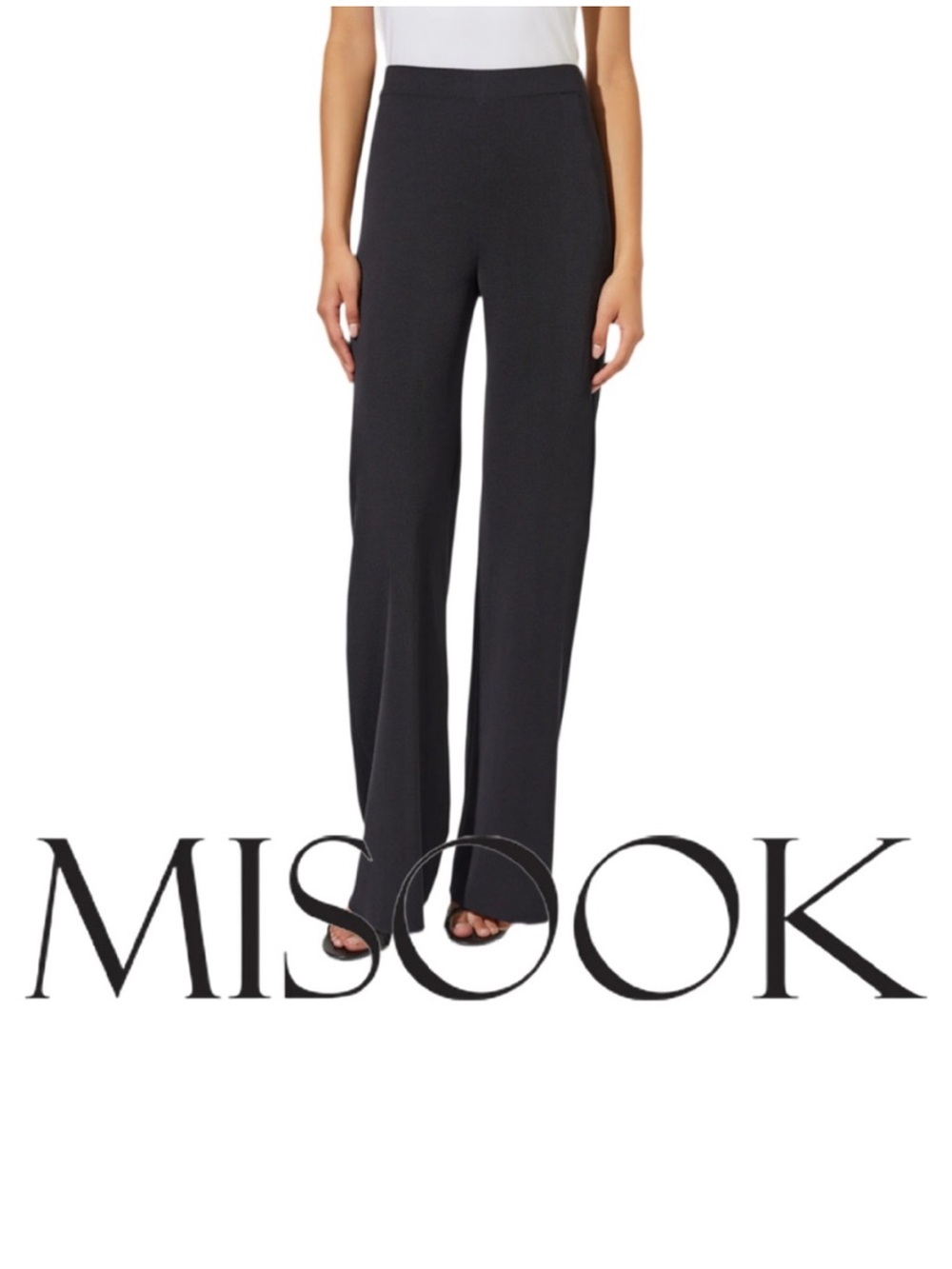 MISOOK | Palazzo Knit Pants Black Pull On Trousers Size Medium